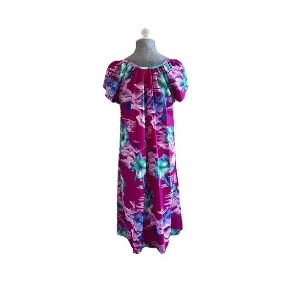 Vintage Hilo Hattie's Womens Muumuu Hawaiian House Dress Size M Floral Tropical - Picture 3 of 10